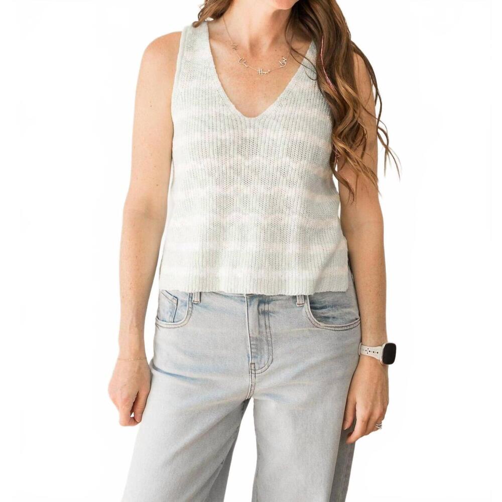 NEW BY TOGETHER cotton striped v-neck sleeveless top in multi